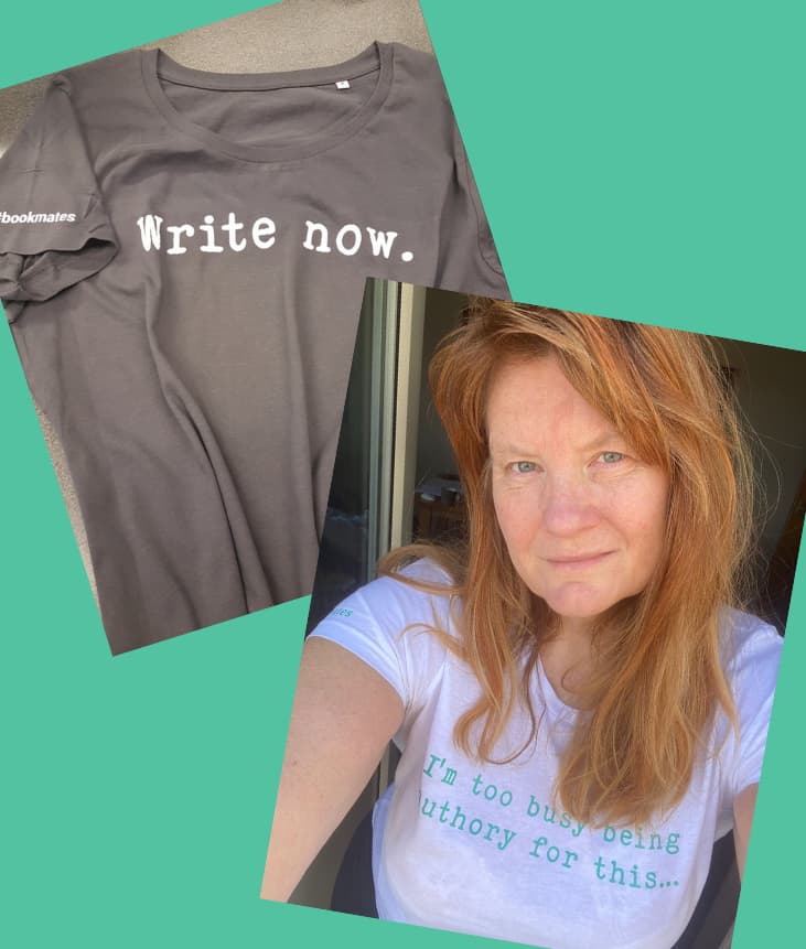 "Write now" t-shirt and "I'm to busy being authory for this..." t-shirt