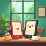Two cartoon kindles